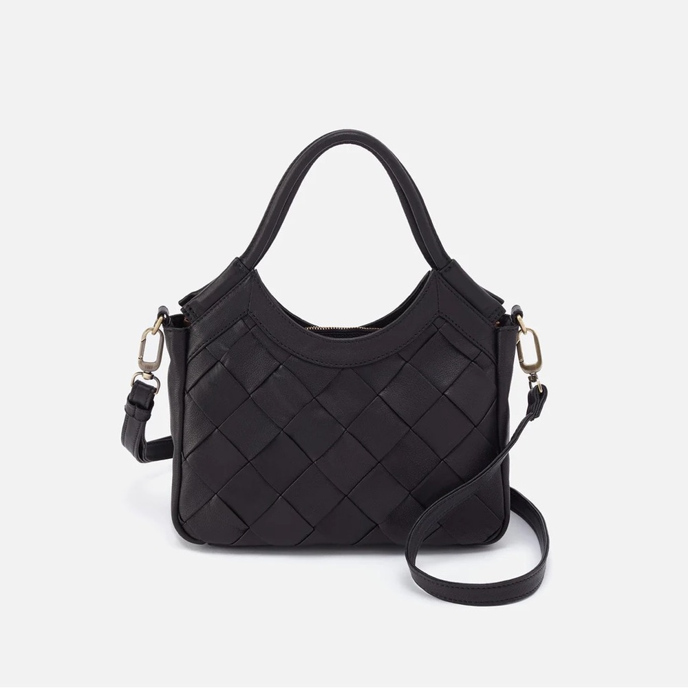 Small Handle Satchel bag by HOBO.   Love this bag.  Beautiful black color.
